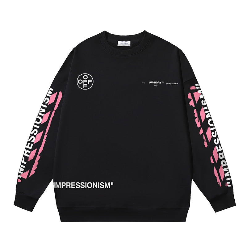 Off-White Logo Cotton Crewneck Sweatshirt — White & Black