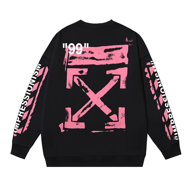 Off-White Logo Cotton Crewneck Sweatshirt — White & Black