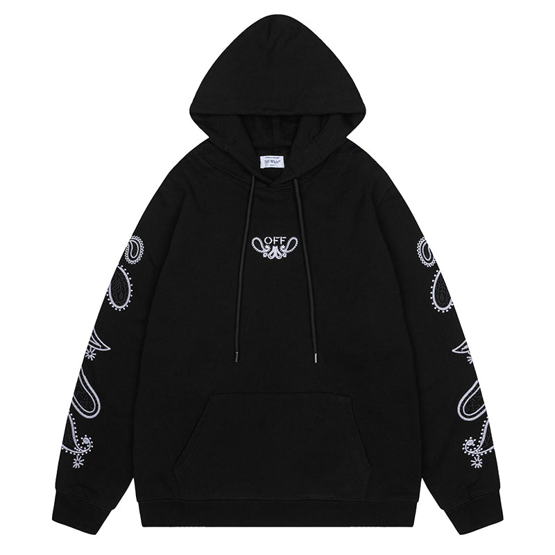 Off-White Logo Drawstring Hoodie — 100% Cotton Fleece