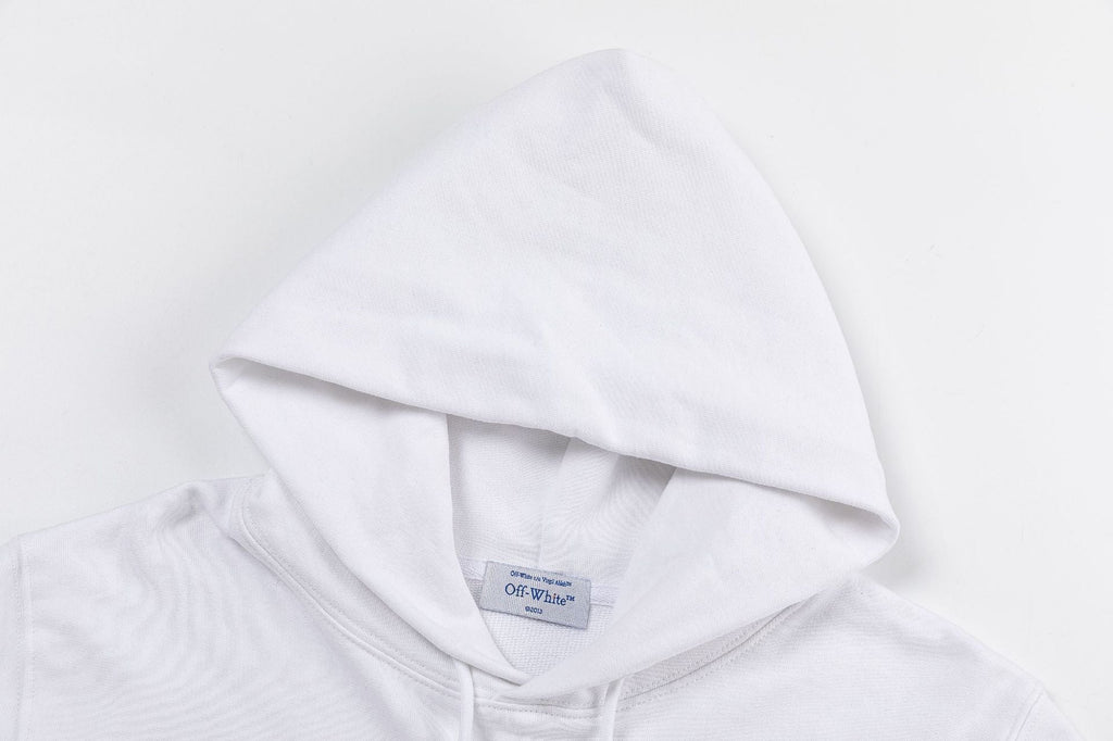 Off-White Logo Drawstring Hoodie — 100% Cotton Fleece