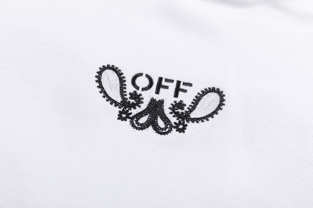 Off-White Logo Drawstring Hoodie — 100% Cotton Fleece