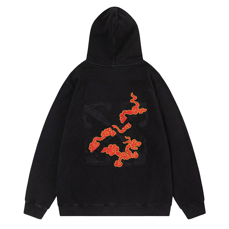 Off-White Logo Drawstring Hoodie — Black