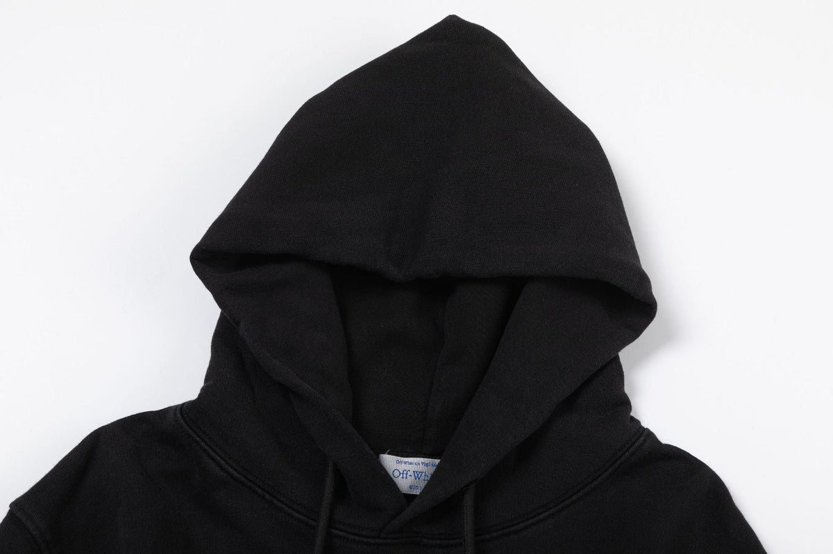 Off-White Logo Drawstring Hoodie — Black