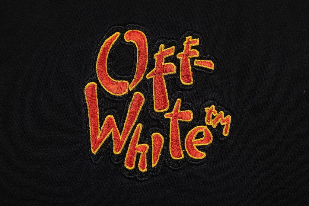 Off-White Logo Drawstring Hoodie — Black