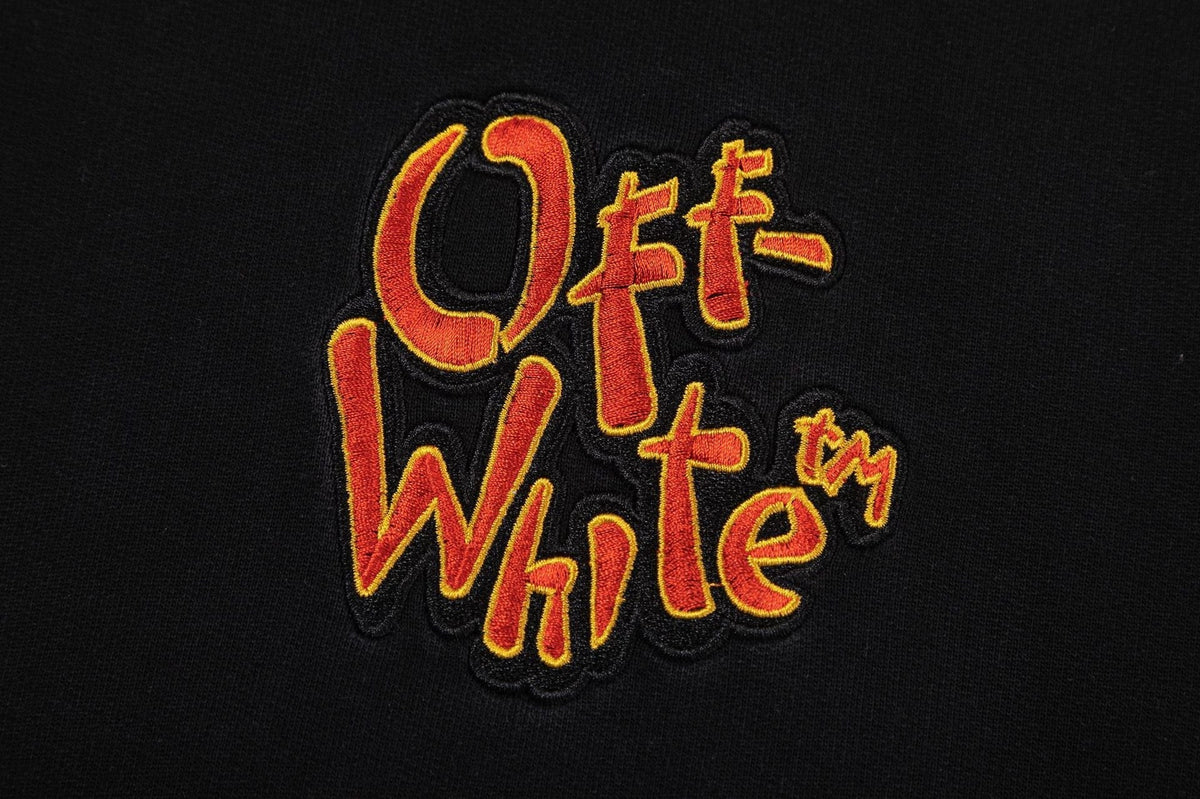 Off-White Logo Drawstring Hoodie — Black