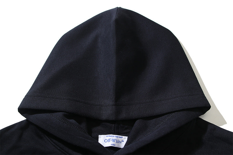 Off-White Logo Drawstring Hoodie — Grey / Black / White