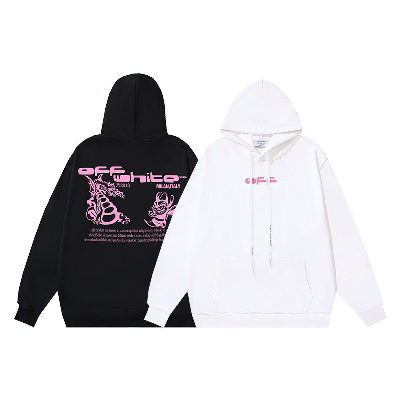 Off-White Dragon Graphic Drawstring Hoodie