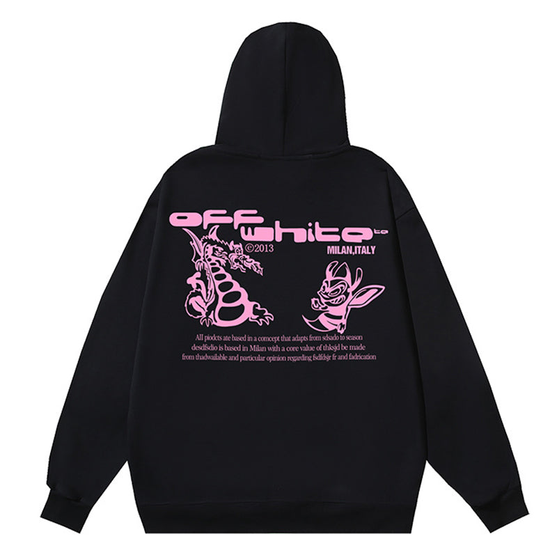 Off-White Dragon Graphic Drawstring Hoodie
