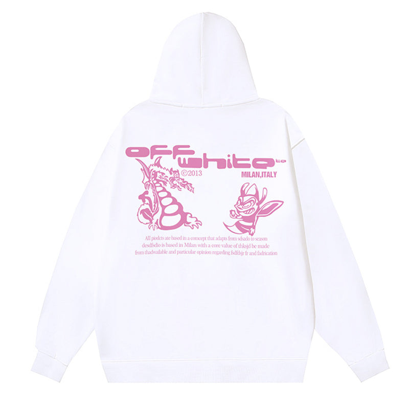 Off-White Dragon Graphic Drawstring Hoodie