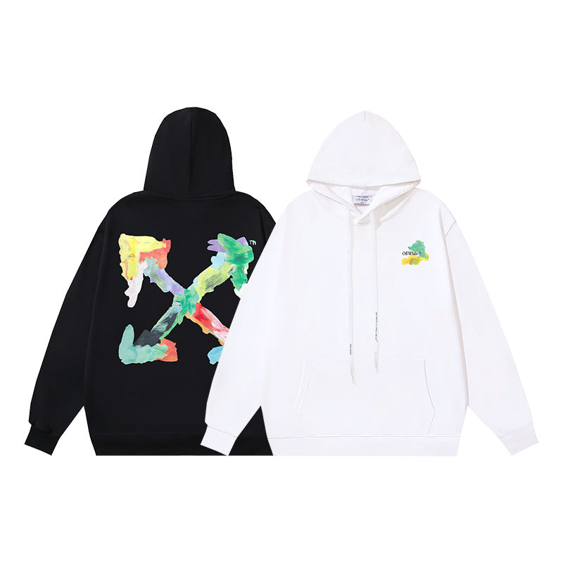 Off-White Logo Drawstring Hoodie — Black / White