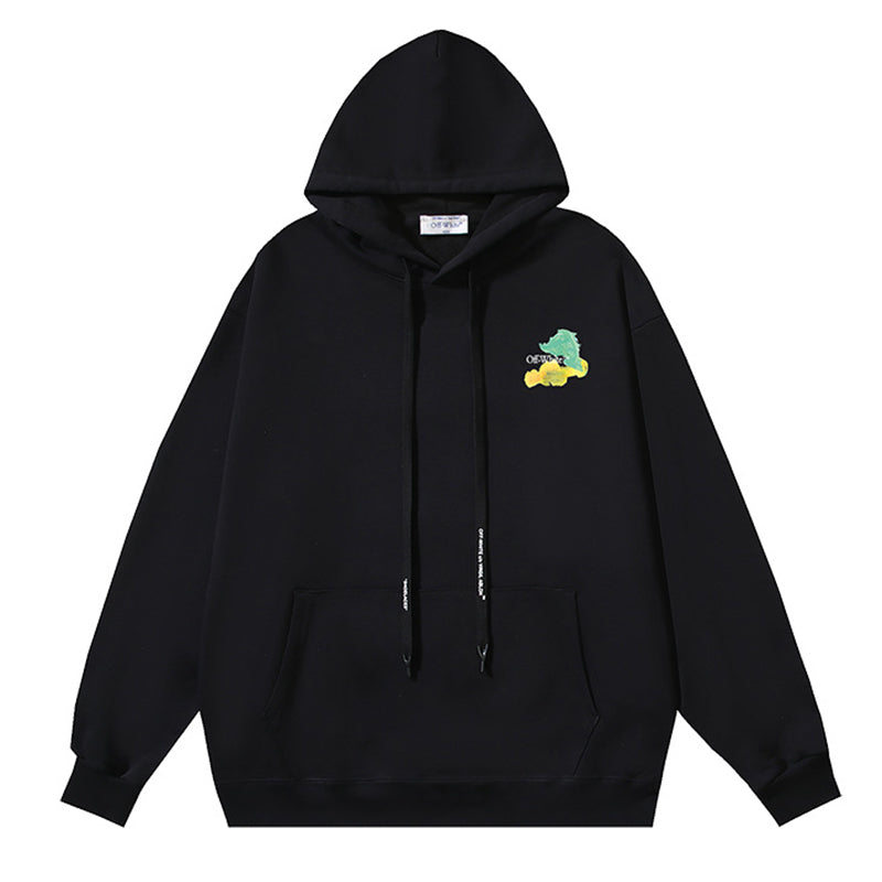 Off-White Logo Drawstring Hoodie — Black / White