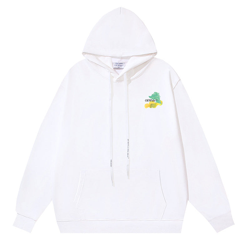 Off-White Logo Drawstring Hoodie — Black / White