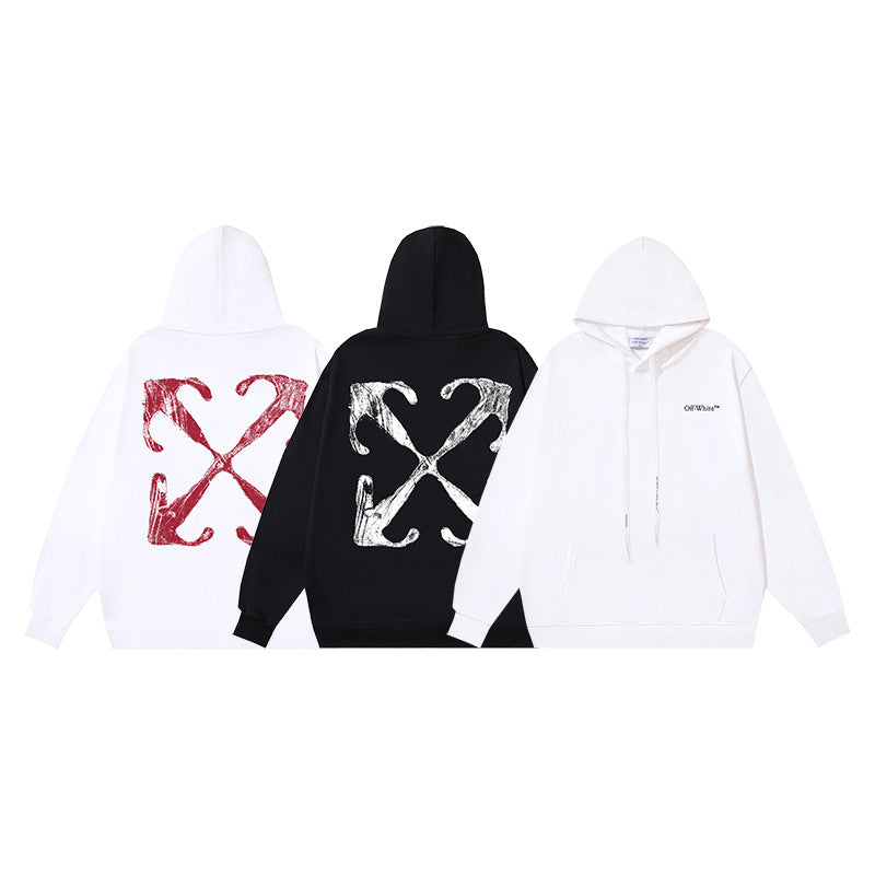Off-White Logo Drawstring Hoodie — Black / White / White Red
