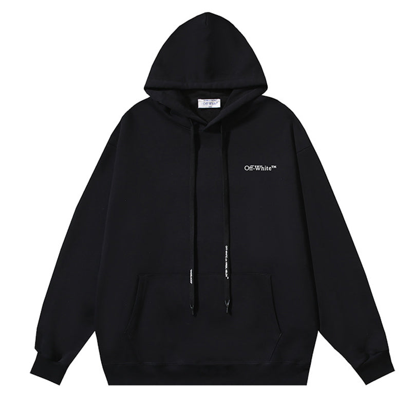Off-White Logo Drawstring Hoodie — Black / White / White Red
