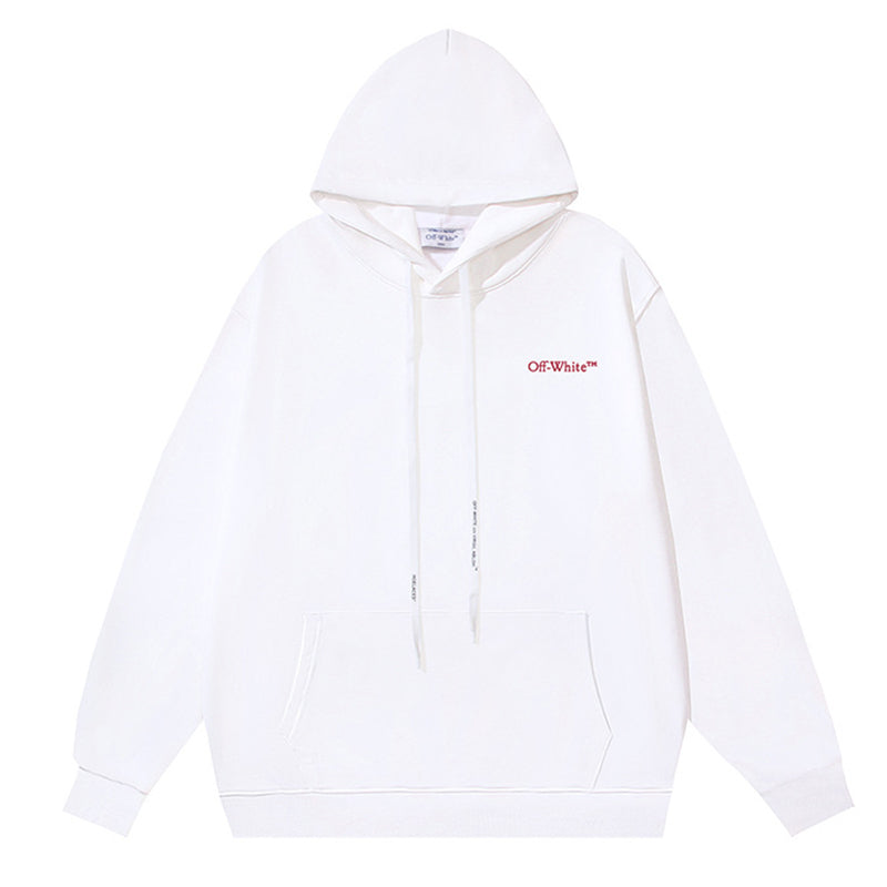Off-White Logo Drawstring Hoodie — Black / White / White Red