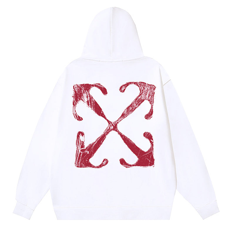 Off-White Logo Drawstring Hoodie — Black / White / White Red