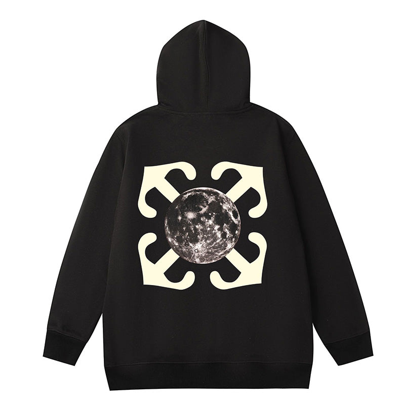 Off-White Moon Arrow Skate Short Hoodie — Black