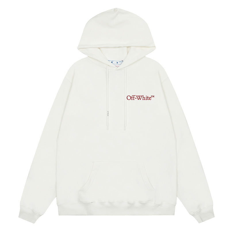 Off-White Men's Scratch Arrow Popover Hoodie — White / Black