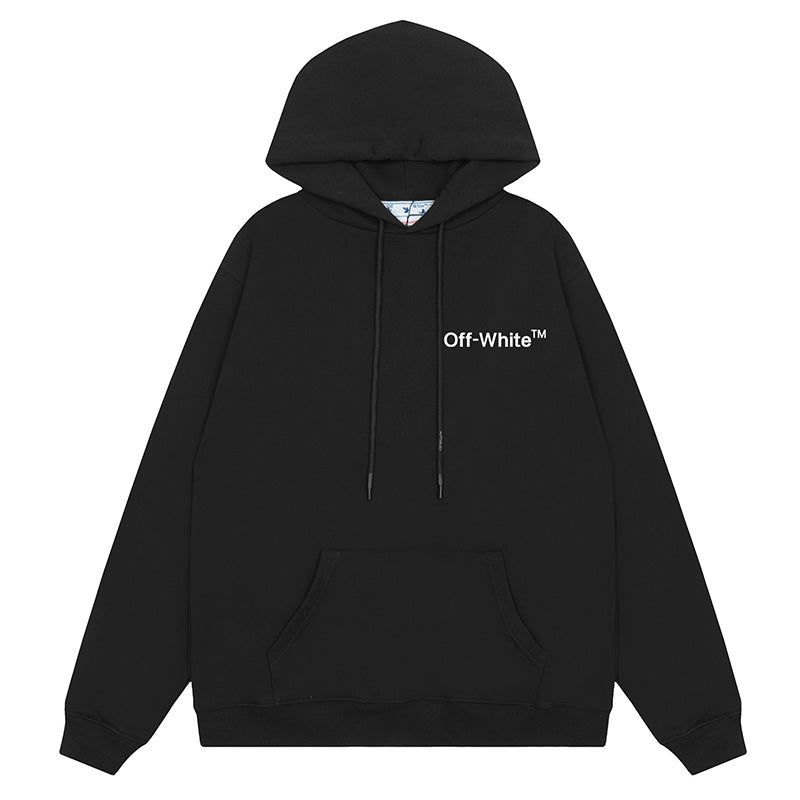Off-White Men's Scratch Arrow Popover Hoodie — White / Black