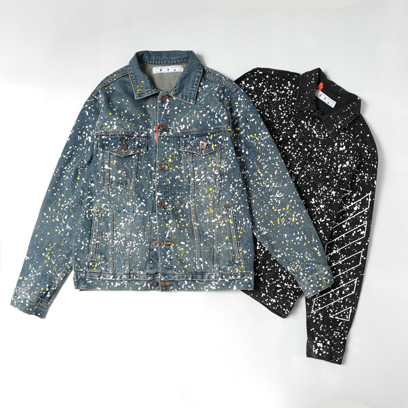 OFF WHITE Paint Skate Denim Jacket – Blue & Black
