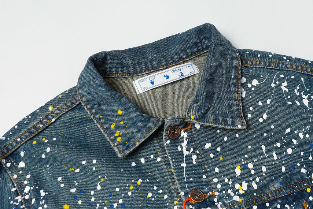 OFF WHITE Paint Skate Denim Jacket – Blue & Black