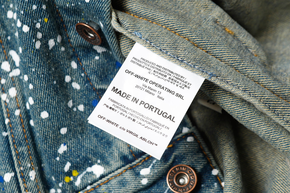 OFF WHITE Paint Skate Denim Jacket – Blue & Black