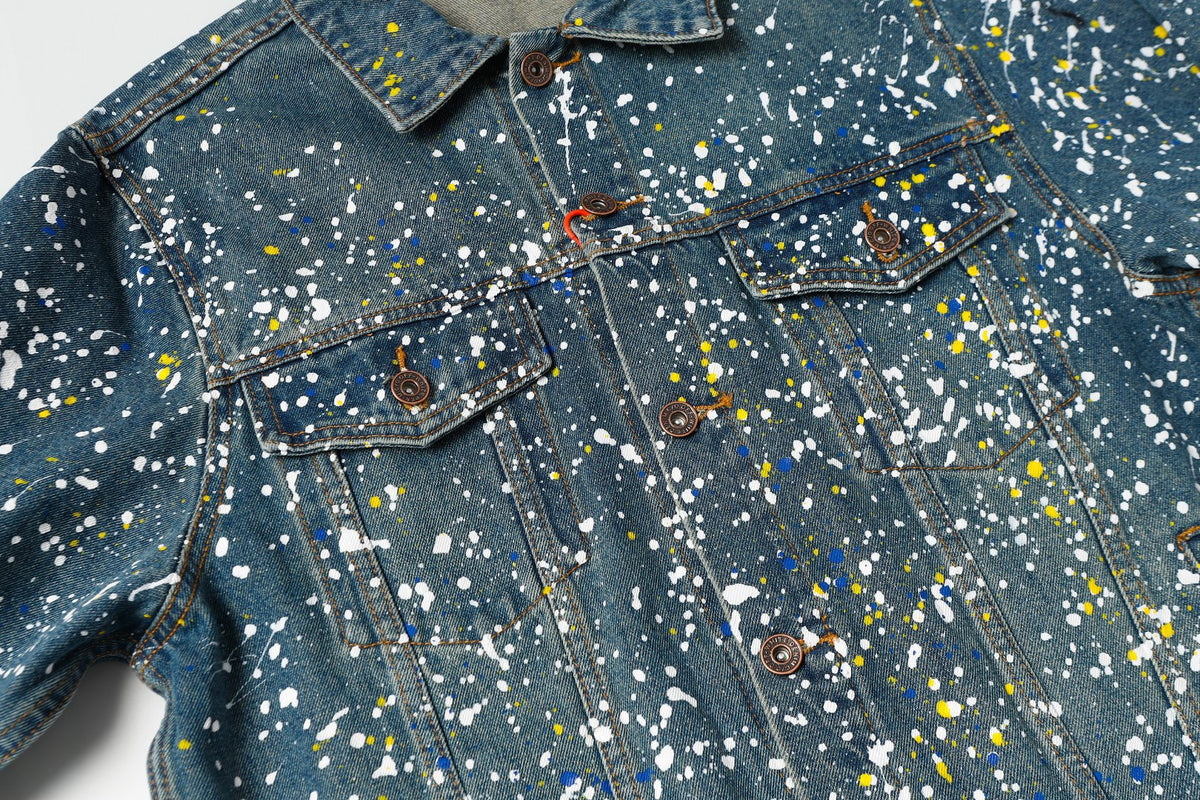 OFF WHITE Paint Skate Denim Jacket – Blue & Black