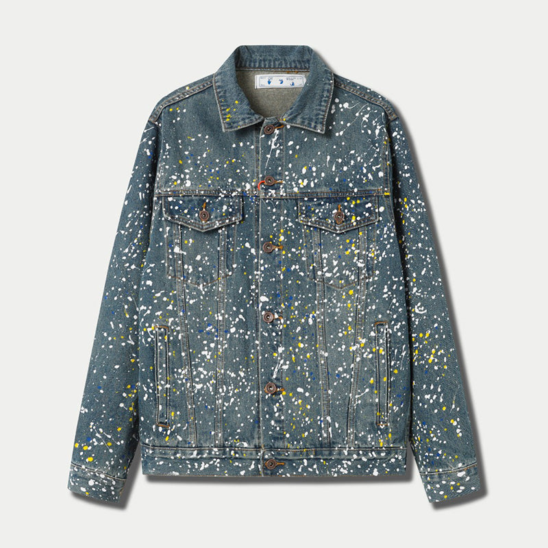 OFF WHITE Paint Skate Denim Jacket – Blue & Black