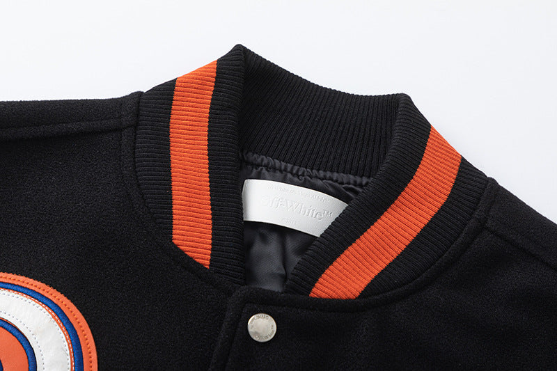 OFF WHITE Multicolour Wool Patchwork Bomber Jacket – Black