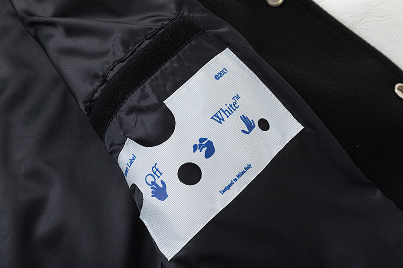 OFF WHITE Multicolour Wool Patchwork Bomber Jacket – Black