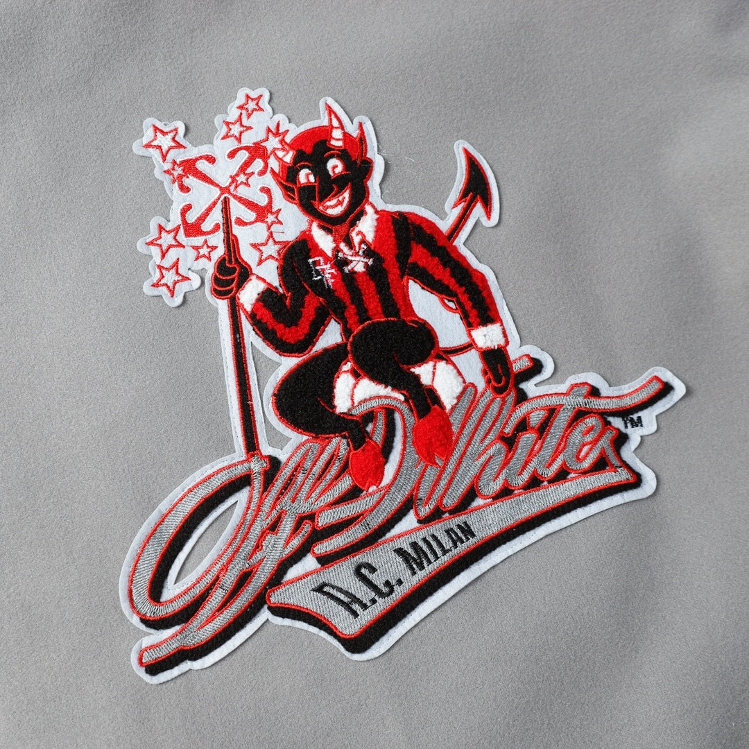 OFF WHITE Embroidered Rhinestone Baseball Jacket – Down Cotton