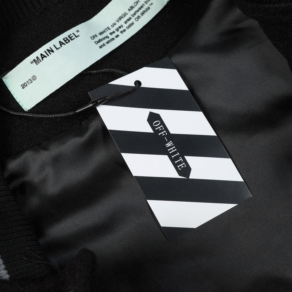OFF WHITE Baseball Jacket – Black Loose Fit