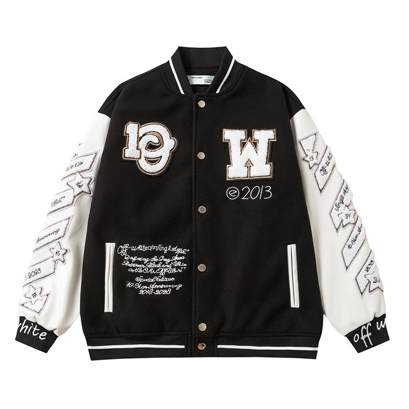 OFF WHITE Logic Patch Varsity Jacket – Black Edition