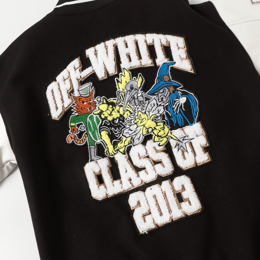 OFF WHITE Logic Patch Varsity Jacket – Black Edition