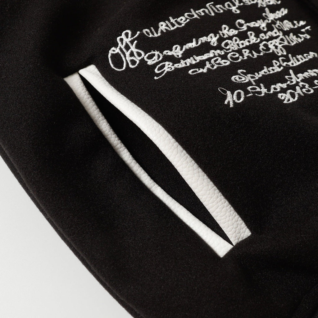OFF WHITE Logic Patch Varsity Jacket – Black Edition