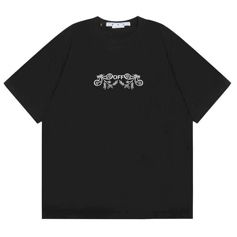 Off-White Cashew Flower Arrow Pattern T-Shirt