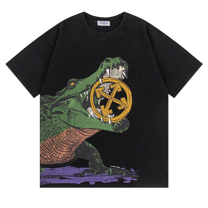 Off-White Animal Printed Crewneck T-Shirt — Black