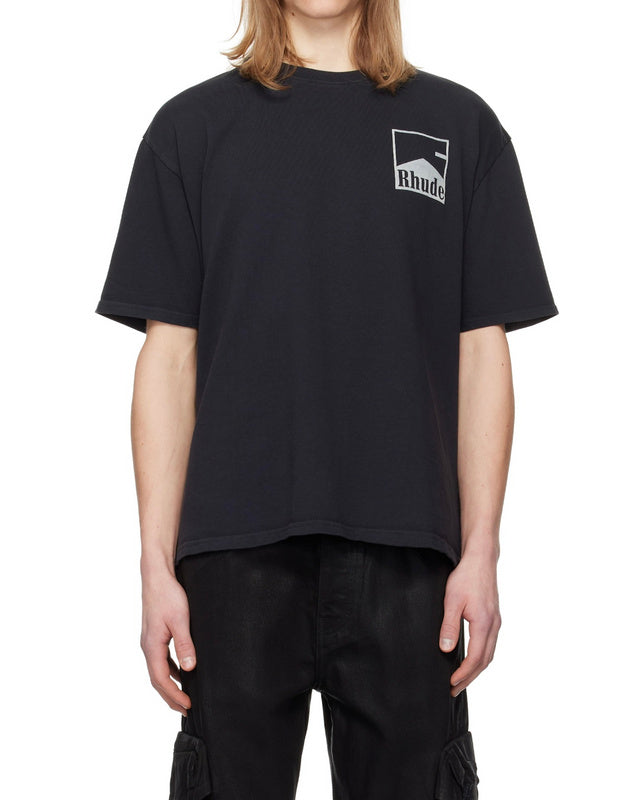 RHUDE Cotton Chevron Logo T-Shirt – Black