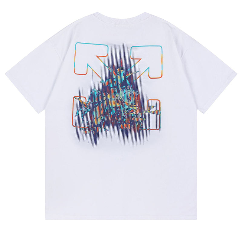 Off-White Cotton Cherub Print T-Shirt — Black / White
