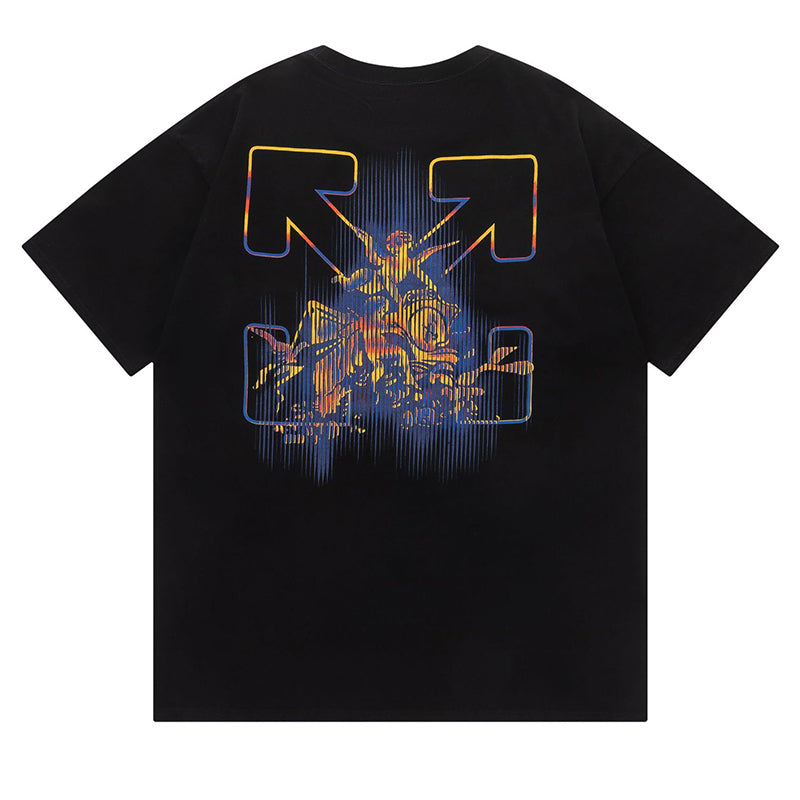 Off-White Cotton Cherub Print T-Shirt — Black / White
