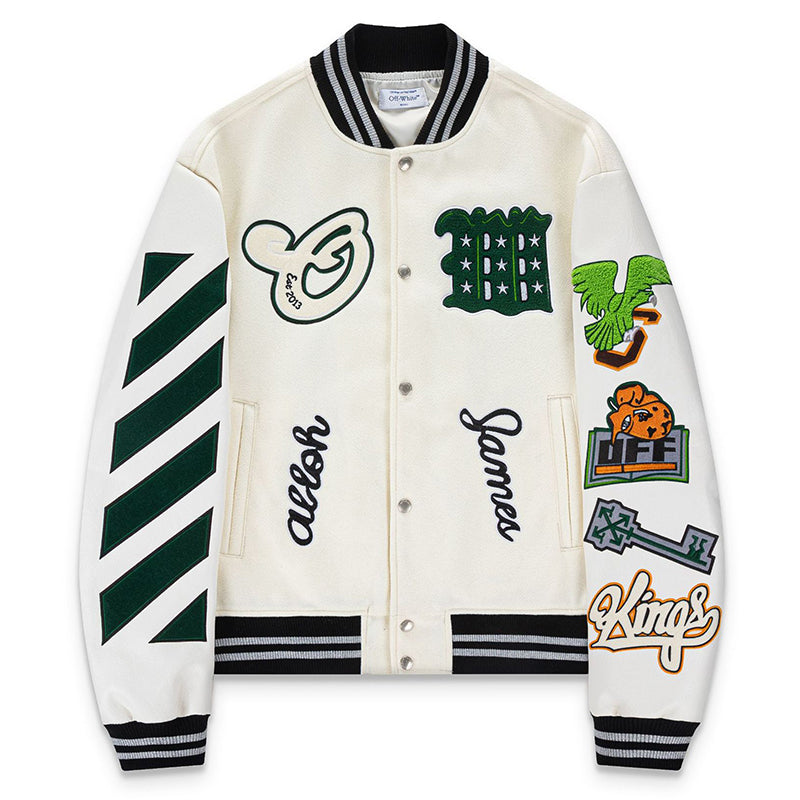 Off-White Cartoon Lion King Embroidered Wool Jacket – Loose Hip Hop Streetwear