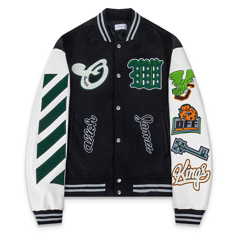 Off-White Cartoon Lion King Embroidered Wool Jacket – Loose Hip Hop Streetwear