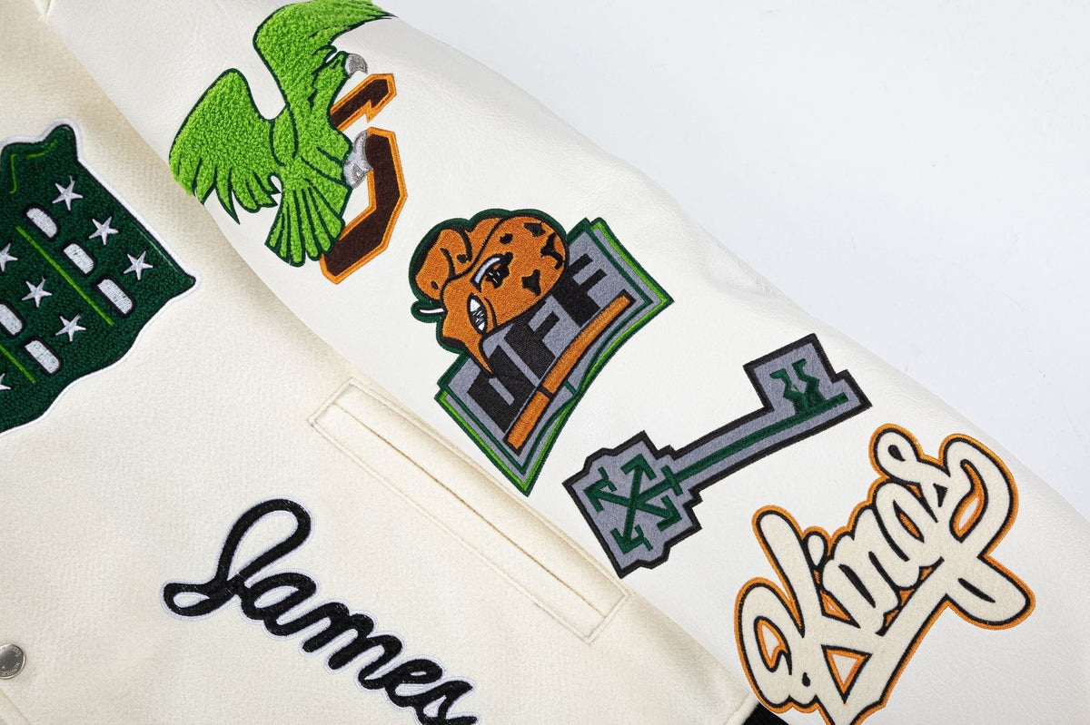 Off-White Cartoon Lion King Embroidered Wool Jacket – Loose Hip Hop Streetwear