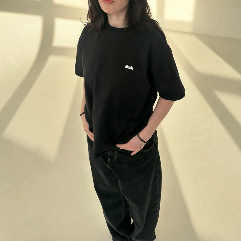 RHUDE Classique Mock Neck Tee – Black