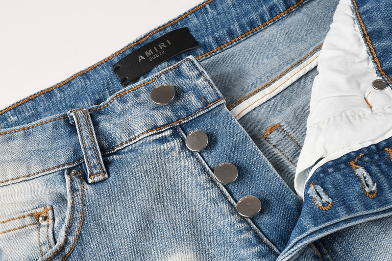 AMIRI Skinny Fit Jeans – Logo Patch Denim