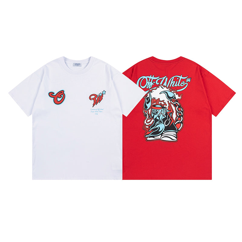 Off-White Scorpio Skate Cotton Graphic T-Shirt — Red / White