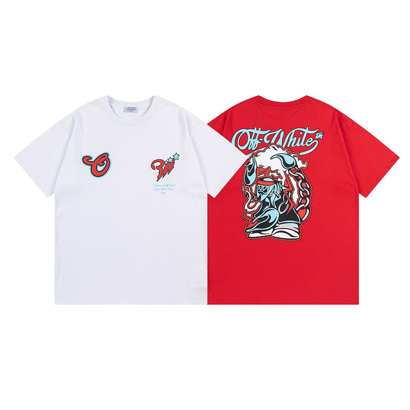 Off-White Scorpio Skate Cotton Graphic T-Shirt — Red / White