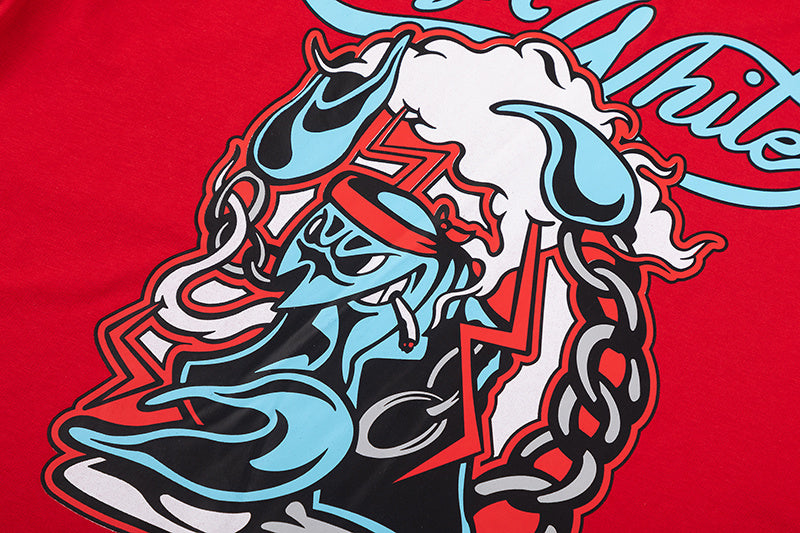 Off-White Scorpio Skate Cotton Graphic T-Shirt — Red / White