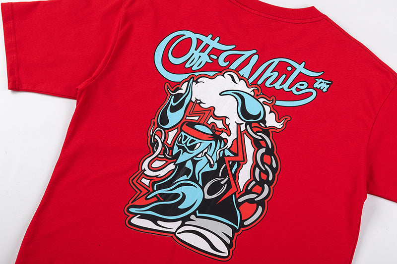 Off-White Scorpio Skate Cotton Graphic T-Shirt — Red / White