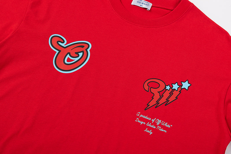 Off-White Scorpio Skate Cotton Graphic T-Shirt — Red / White